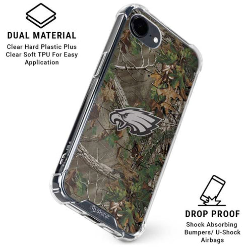 NFL Philadelphia Eagles Realtree Xtra Green Camo iPhone 16e Clear Case