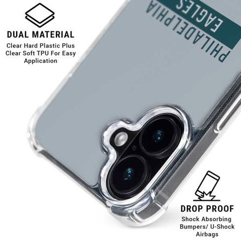 NFL Philadelphia Eagles Silver Performance Series iPhone 16 Clear Case