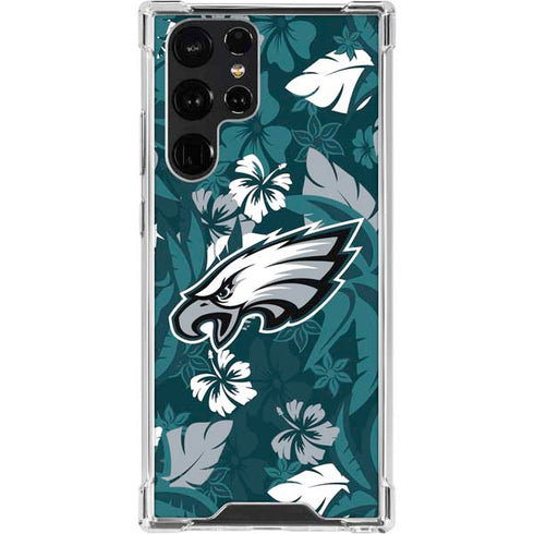 NFL Philadelphia Eagles Tropical Print Galaxy S23 Ultra Clear Case