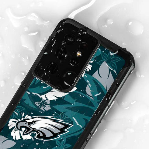 NFL Philadelphia Eagles Tropical Print Galaxy S24 Ultra Waterproof Case