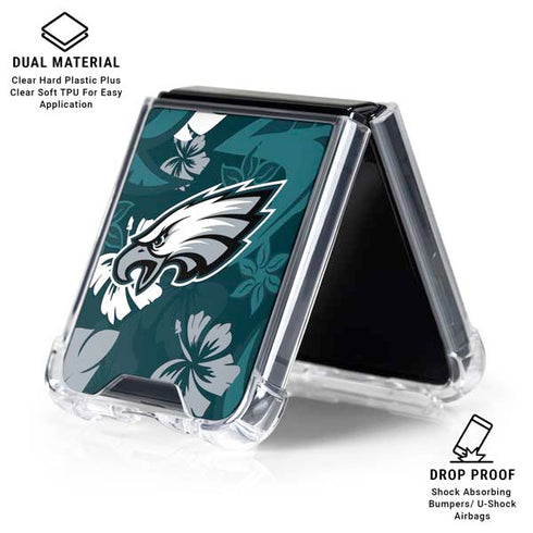 NFL Philadelphia Eagles Tropical Print Galaxy Z Flip6 Clear Case