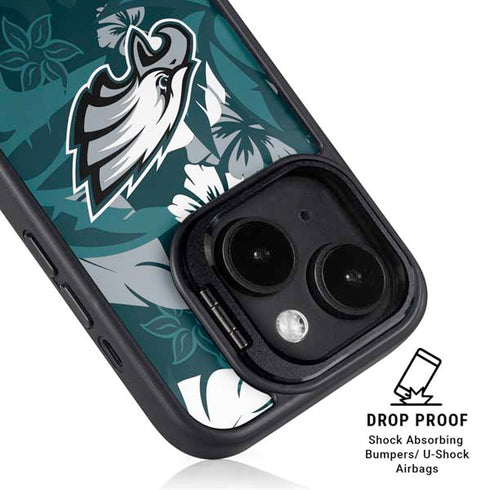 NFL Philadelphia Eagles Tropical Print iPhone 15 Plus Kickstand Case