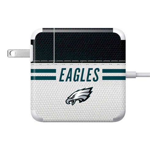 NFL Philadelphia Eagles White Striped 85W Power Adapter (15 and 17 inch MacBook Pro Charger) Skin
