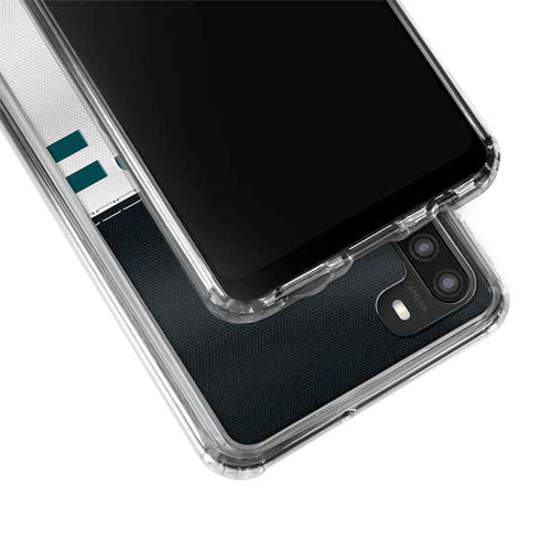 NFL Philadelphia Eagles White Striped Galaxy A21 Clear Case