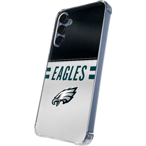 NFL Philadelphia Eagles White Striped Galaxy A55 5G Clear Case