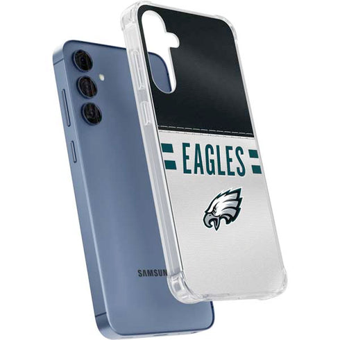 NFL Philadelphia Eagles White Striped Galaxy A55 5G Clear Case
