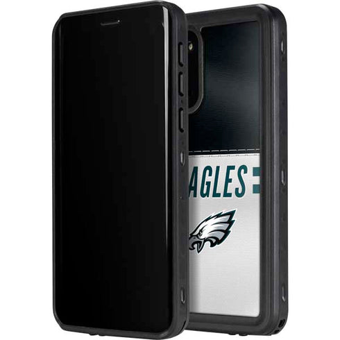 NFL Philadelphia Eagles White Striped Galaxy S20 Plus Waterproof Case