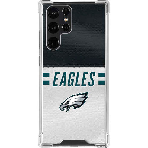 NFL Philadelphia Eagles White Striped Galaxy S23 Ultra Clear Case