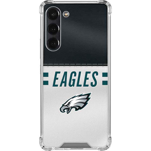 NFL Philadelphia Eagles White Striped Galaxy S24 FE Clear Case