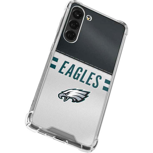 NFL Philadelphia Eagles White Striped Galaxy S24 FE Clear Case