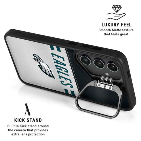 NFL Philadelphia Eagles White Striped Galaxy S25 Kickstand Case