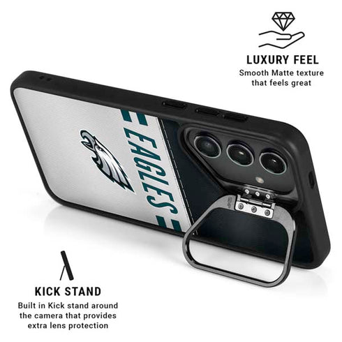NFL Philadelphia Eagles White Striped Galaxy S25 Plus Kickstand Case