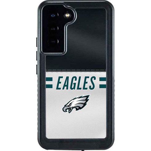 NFL Philadelphia Eagles White Striped Galaxy S24 Plus Waterproof Case