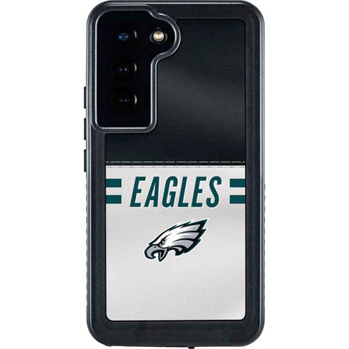 NFL Philadelphia Eagles White Striped Galaxy S24 Waterproof Case