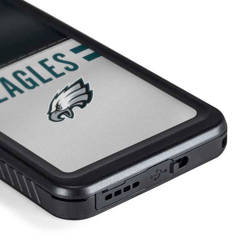 NFL Philadelphia Eagles White Striped Galaxy S24 Waterproof Case