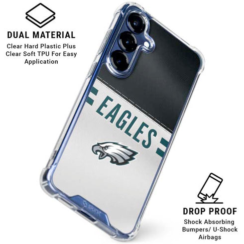 NFL Philadelphia Eagles White Striped Galaxy S25 Plus Clear Case