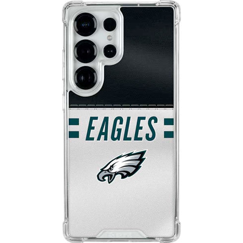 NFL Philadelphia Eagles White Striped Galaxy S25 Ultra Clear Case