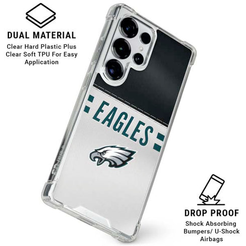 NFL Philadelphia Eagles White Striped Galaxy S25 Ultra Clear Case