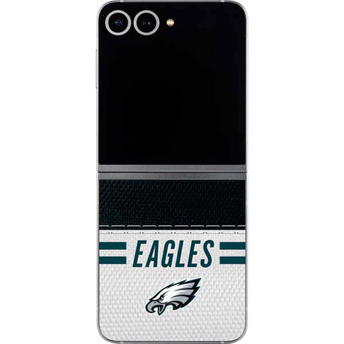 NFL Philadelphia Eagles White Striped Galaxy Z Flip6 Skin