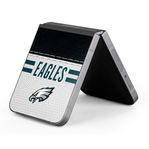 NFL Philadelphia Eagles White Striped Galaxy Z Flip6 Skin