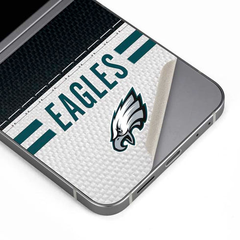 NFL Philadelphia Eagles White Striped Galaxy Z Flip6 Skin