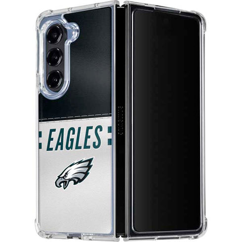 NFL Philadelphia Eagles White Striped Galaxy Z Fold5 5G Clear Case