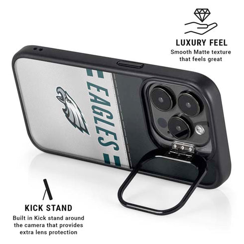 NFL Philadelphia Eagles White Striped iPhone 14 Pro Kickstand Case