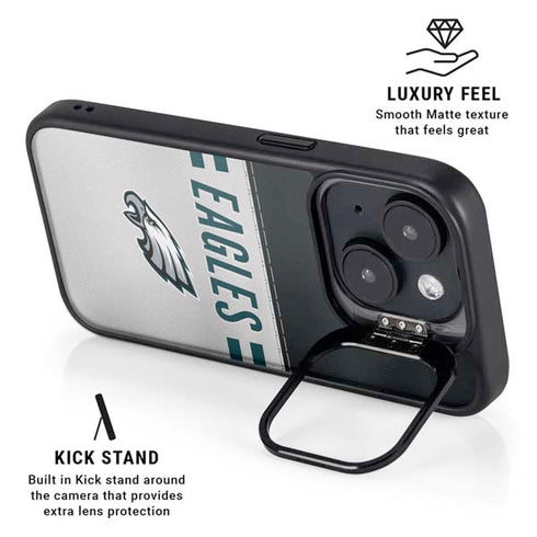 NFL Philadelphia Eagles White Striped iPhone 15 Kickstand Case