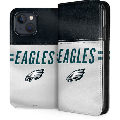 NFL Philadelphia Eagles White Striped iPhone 15 Plus Folio Case