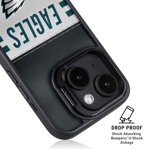 NFL Philadelphia Eagles White Striped iPhone 15 Plus Kickstand Case