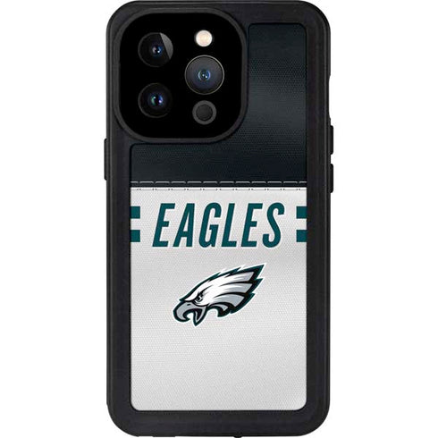 NFL Philadelphia Eagles White Striped iPhone 15 Pro Waterproof Case