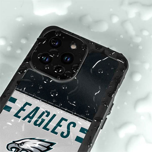 NFL Philadelphia Eagles White Striped iPhone 15 Pro Waterproof Case