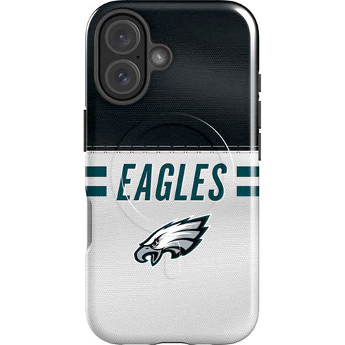 NFL Philadelphia Eagles White Striped iPhone 16 Plus Magsafe Impact Case