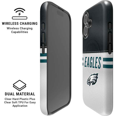 NFL Philadelphia Eagles White Striped iPhone 16 Plus Magsafe Impact Case
