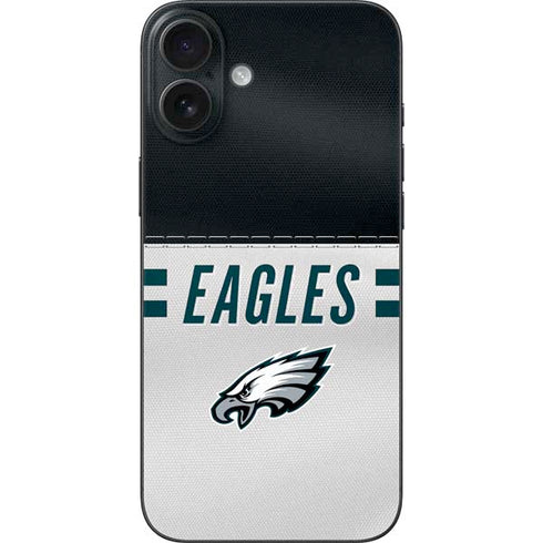 NFL Philadelphia Eagles White Striped iPhone 16 Plus Skin