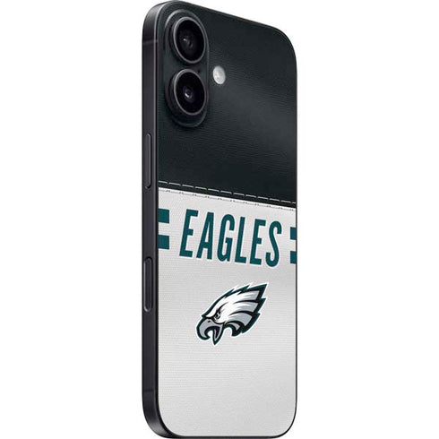 NFL Philadelphia Eagles White Striped iPhone 16 Plus Skin