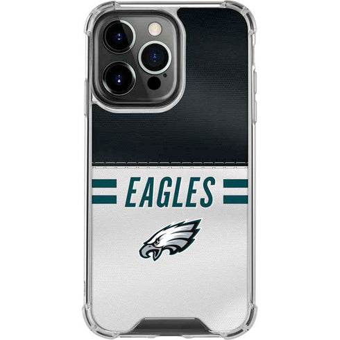 NFL Philadelphia Eagles White Striped iPhone 16 Pro Clear Case