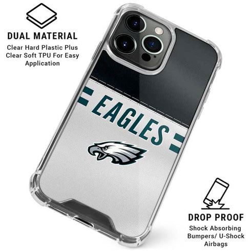NFL Philadelphia Eagles White Striped iPhone 16 Pro Max Clear Case