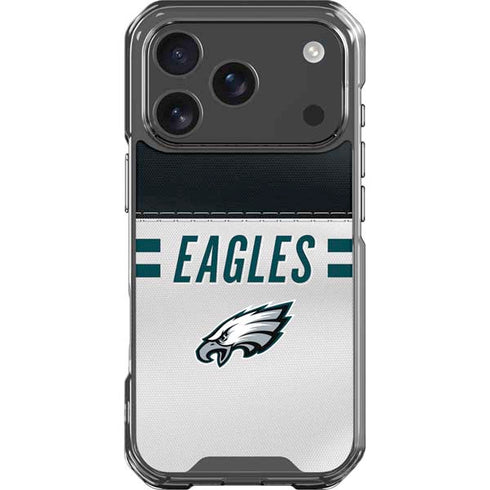NFL Philadelphia Eagles White Striped iPhone 18 Pro Clear Case
