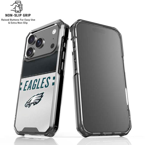 NFL Philadelphia Eagles White Striped iPhone 18 Pro Clear Case