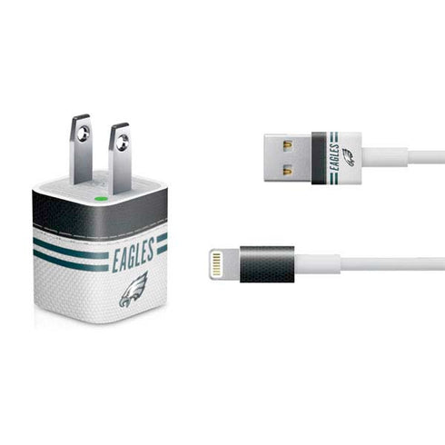 NFL Philadelphia Eagles White Striped iPhone Charger (5W USB) Skin