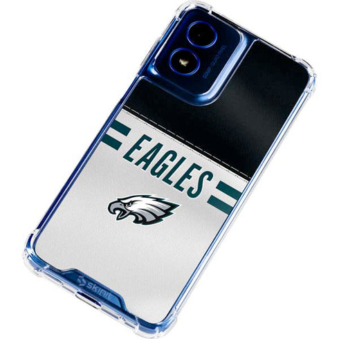 NFL Philadelphia Eagles White Striped Moto G 5G (2024) Clear Case