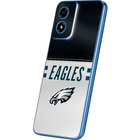 NFL Philadelphia Eagles White Striped Moto G Play 4G (2024) Skin