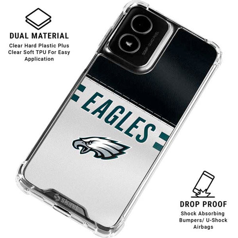 NFL Philadelphia Eagles White Striped Moto G Power 5G (2024) Clear Case