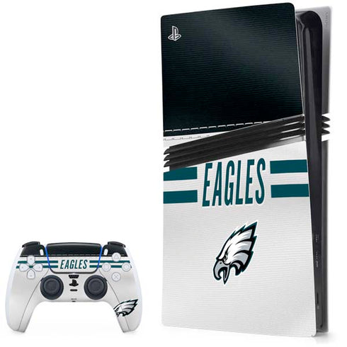 NFL Philadelphia Eagles White Striped PS5 Pro Bundle Skin