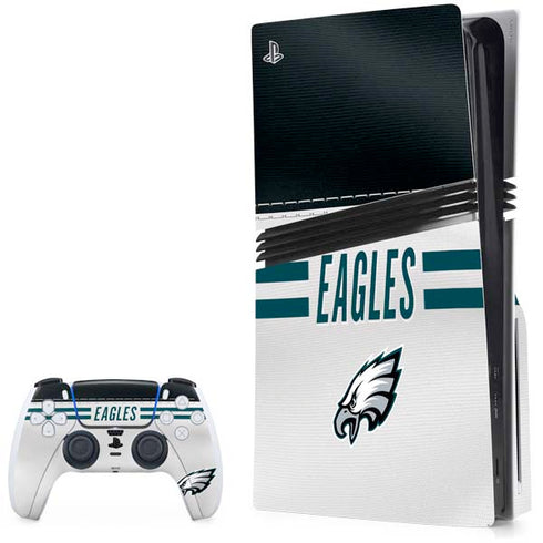 NFL Philadelphia Eagles White Striped PS5 Pro Disk Bundle Skin