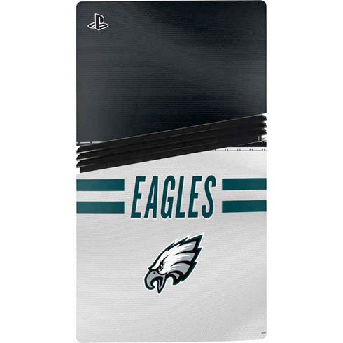 NFL Philadelphia Eagles White Striped PS5 Pro Disk Console Skin