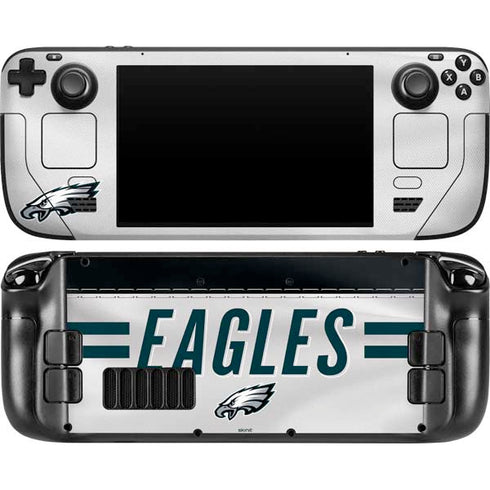 NFL Philadelphia Eagles White Striped Steam Deck Handheld Gaming Computer OLED Skin