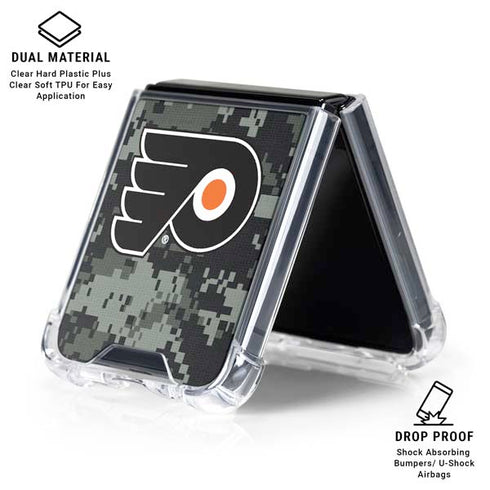NHL Philadelphia Flyers Camo Galaxy Z Flip6 Clear Case