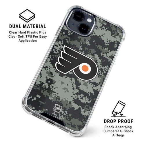 NHL Philadelphia Flyers Camo iPhone 15 Clear Case